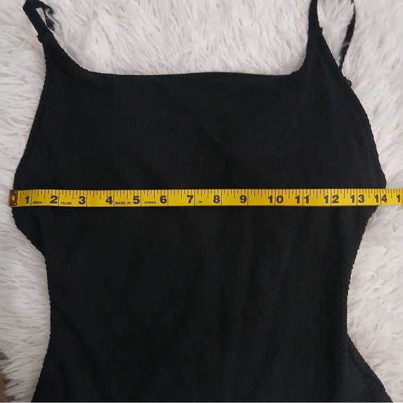 Aerie Swimsuit One Piece Small Pique Textured Solid Black VSCO Classic - Picture 8 of 13